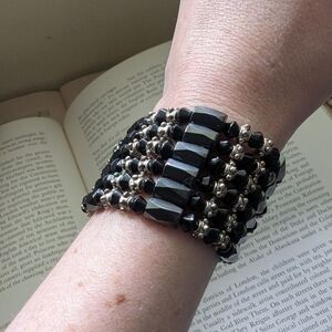 Black and Silver Beaded Bracelet